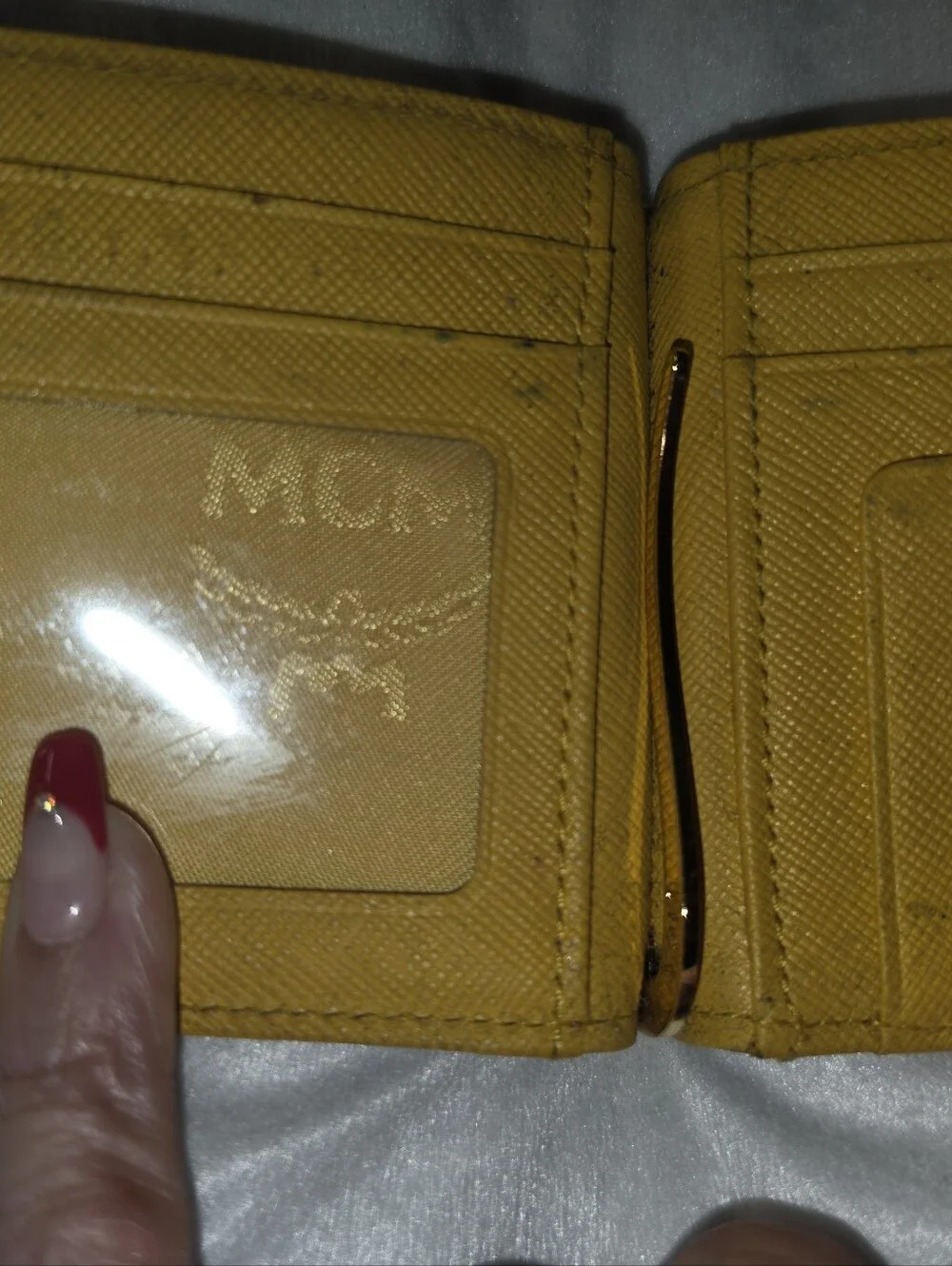 MCM Cognac Leather Card Holder with Multicolor Bunny Graphic